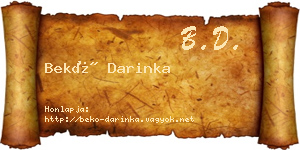 Bekő Darinka névjegykártya